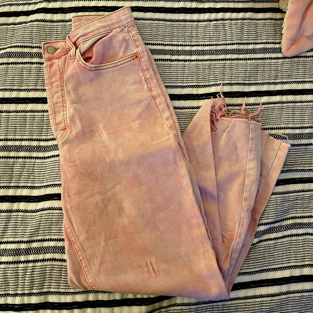High rise pink jeans